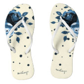 Blauer Wasserfarbenflor mit Punkten und Namen hinz Badesandalen (Fußbett)