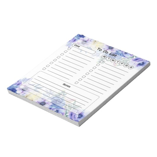 Blauer Wasserfarbenflor Notizblock (Rotiert)