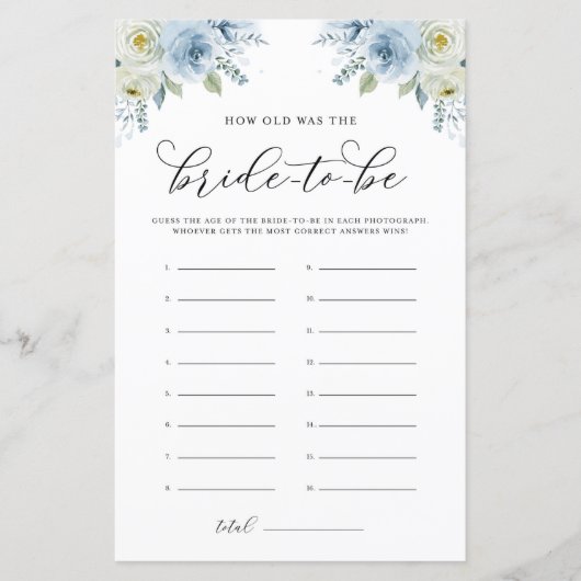 Blauer Wasserfarbenflor wie alt war das Brautspiel (Vorderseite)