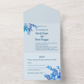 Blauer Wasserfarbenfroh - Einladung zur Hochzeit (Innen Boden)