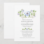 Blauer Wasserfarbenfroh Hochzeitsempfang Einladung (Vorne/Hinten)