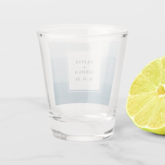 Blauer Wasserfarbenfroh Schnapsglas (Rückseite)