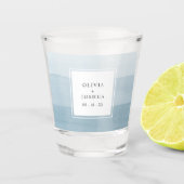 Blauer Wasserfarbenfroh Schnapsglas (Vorderseite)