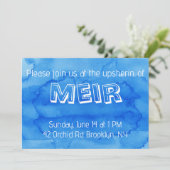 Blauer Wasserfarbenfrohe Einladung (Stehend Vorderseite)
