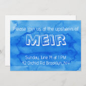 Blauer Wasserfarbenfrohe Einladung (Vorne/Hinten)