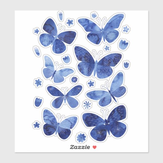 Blauer Wasserfarbenfrosch Aufkleber (Blatt)