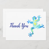 Blauer Wasserfarbenfrosch Dankeskarte (Vorne/Hinten)