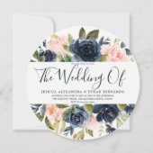 Blauer Wasserfarbenfrost Hochzeiten von Navy-Blume Einladung (Vorderseite)