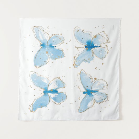 Blauer Wasserfarbenfrost Wandteppich (Vorderseite)