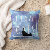 Blauer Wasserfarbengalaxie und Katze Kissen (Decke)