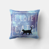 Blauer Wasserfarbengalaxie und Katze Kissen (Rückseite)