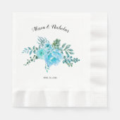 Blauer Wasserfarbenkaktus Blume Hochzeit Serviette (Vorderseite)