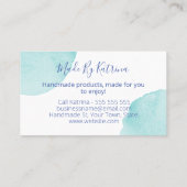 Blauer Wasserfarbenpunkt auf weiß handgefertigt Visitenkarte (Rückseite)