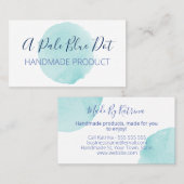 Blauer Wasserfarbenpunkt auf weiß handgefertigt Visitenkarte (Vorne/Hinten)