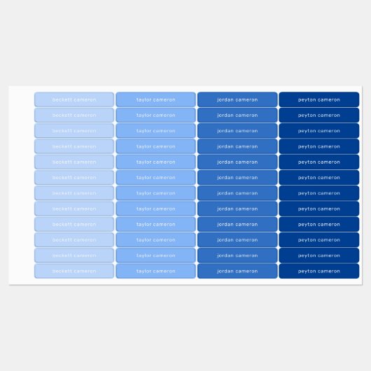 Blauer wasserfester Name Etiketten (Blatt)