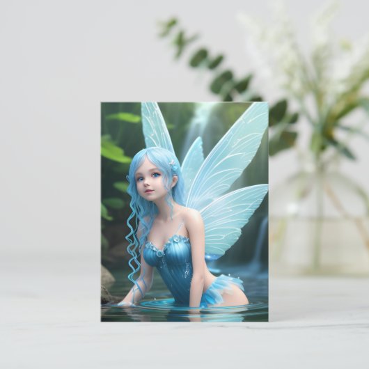 Blauer Wasserhahn Postkarte (Stehend Vorderseite)