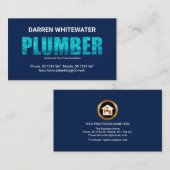 Blauer Wasserlogger Plumber Signaturenplattierungs Visitenkarte (Vorne/Hinten)