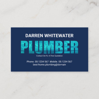Blauer Wasserlogger Plumber Signaturenplattierungs Visitenkarte