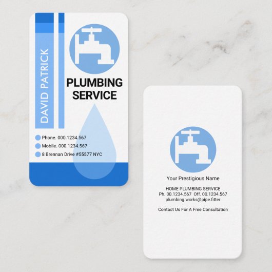 Blauer Wasserstand Visitenkarte (Vorne/Hinten)