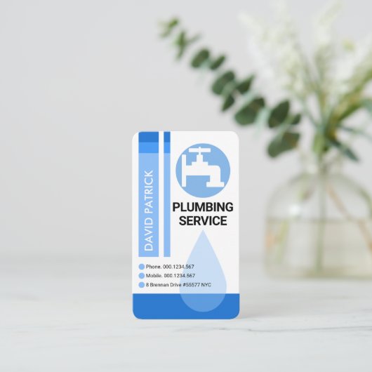 Blauer Wasserstand Visitenkarte (Stehend Vorderseite)