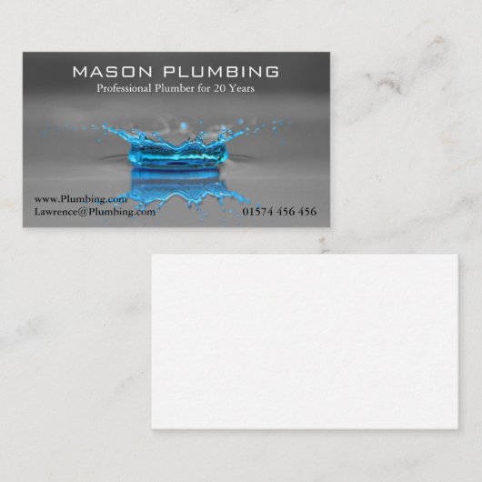 Blauer Wassertropfen - Klempner - Visitenkarte (Vorne/Hinten)