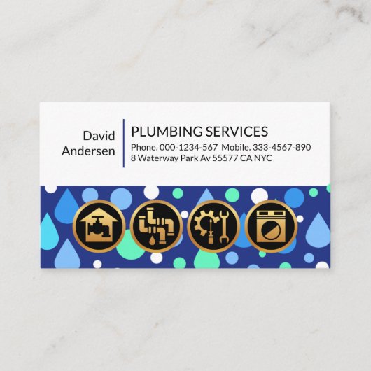 Blauer Wassertropfen Klempner Visitenkarte (Vorderseite)