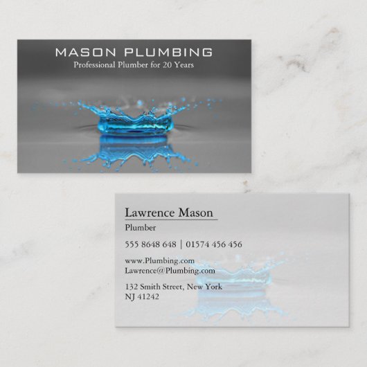 Blauer Wassertropfen - Klumpen - Visitenkarte (Vorne/Hinten)