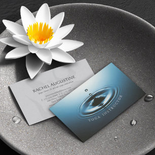Blauer Wassertropfen Ripple & OM Symbol YOGA-Lehre Visitenkarte
