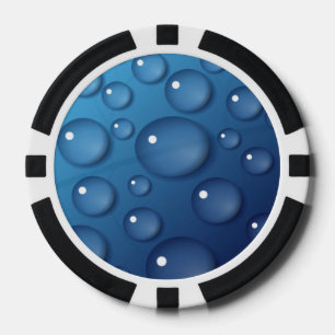 Blauer Wassertropfen Textur Pokerchips