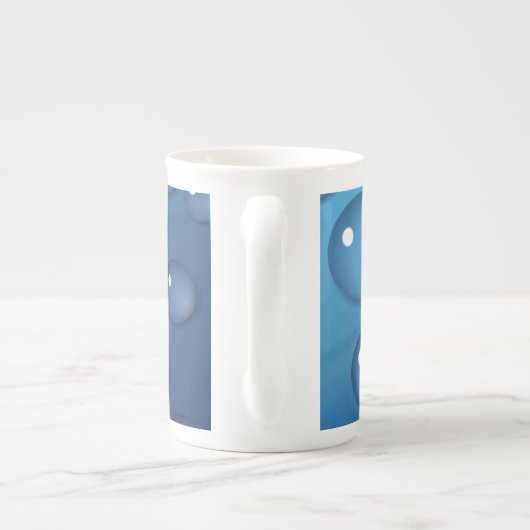 Blauer Wassertropfen Textur Porzellantasse (Rückseite)