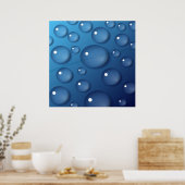 Blauer Wassertropfen Textur Poster (Küche)