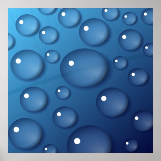 Blauer Wassertropfen Textur Poster (Vorne)