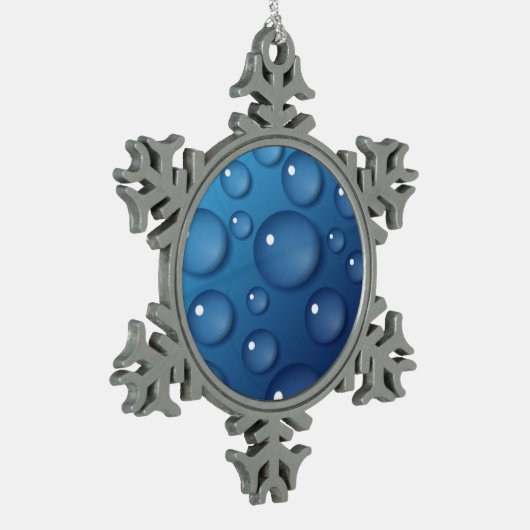 Blauer Wassertropfen Textur Schneeflocken Zinn-Ornament (Links)