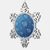 Blauer Wassertropfen Textur Schneeflocken Zinn-Ornament (Rechts)