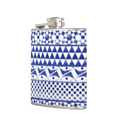 Blauer Watercolor-abstrakter aztekischer Stammes- Flachmann (Links)