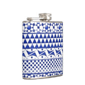 Blauer Watercolor-abstrakter aztekischer Stammes- Flachmann (Rechts)