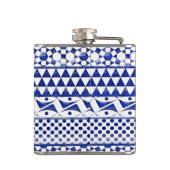 Blauer Watercolor-abstrakter aztekischer Stammes- Flachmann (Rückseite)