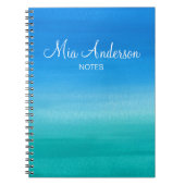 Blauer Watercolor-aquamariner personalisierter Notizblock (Vorderseite)