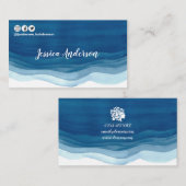 Blauer Watercolor bewegt Haar-Stylist-modernes Visitenkarte (Vorne/Hinten)