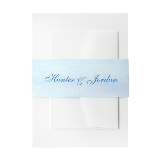 "Blauer Watercolor-" personalisierte Bauch-Bänder Einladungsbanderole (Vorderseite Beispiel)