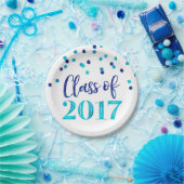 Blauer Watercolorconfetti-Abschluss 2017 Pappteller (Party)