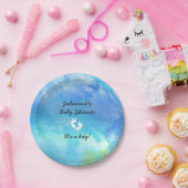 Blauer Watercolorjungen-Babyduschen-Papier-Teller Pappteller (Party)