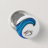 Blauer Wave über 45 Round-Button Button (Vorne & Hinten)