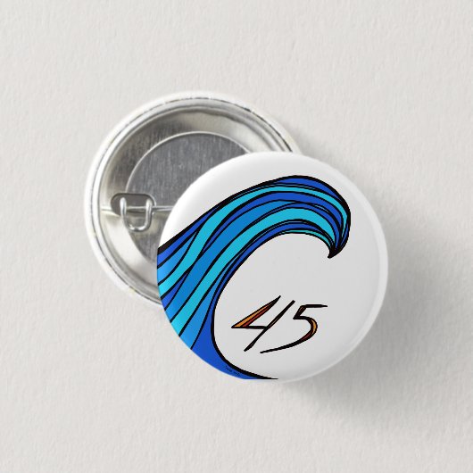 Blauer Wave über 45 Round-Button Button (Vorne & Hinten)