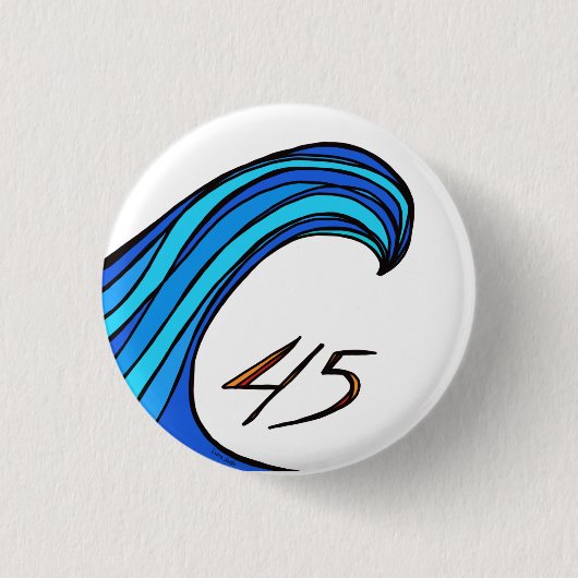 Blauer Wave über 45 Round-Button Button (Vorderseite)