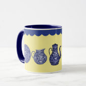 Blauer Weide-China-Platten-Krug-Krug auf Gelb Tasse (Vorderseite Links)