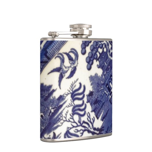 Blauer Weide-China-Platten-Muster-Entwurf Flachmann (Rechts)