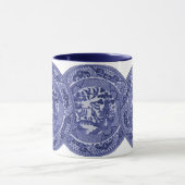 Blauer Weide-China-Teller auf Weiß Tasse (Zentrum)