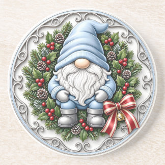 Blauer Weihnachts-Gnom Getränkeuntersetzer