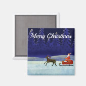 Blauer Weihnachtsabend mit Weihnachtsmann und Rent Magnet (Vorderseite/Rückseite)